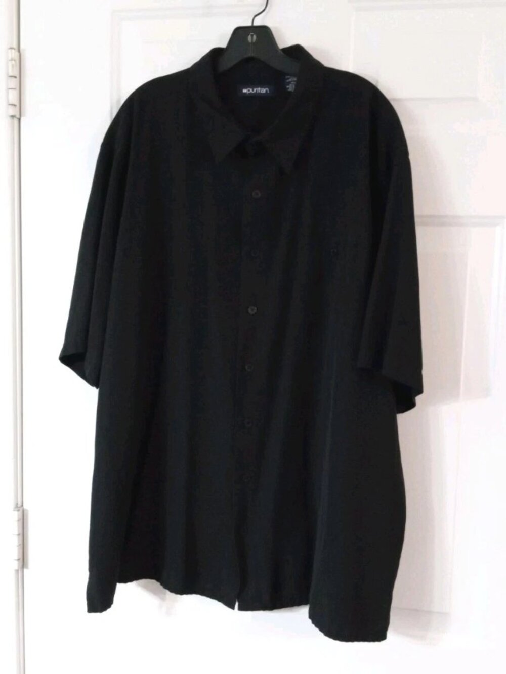 Vintage Puritan Black Camp Button Up Shirt Men's XXL (50-52) Rayon & Polyester